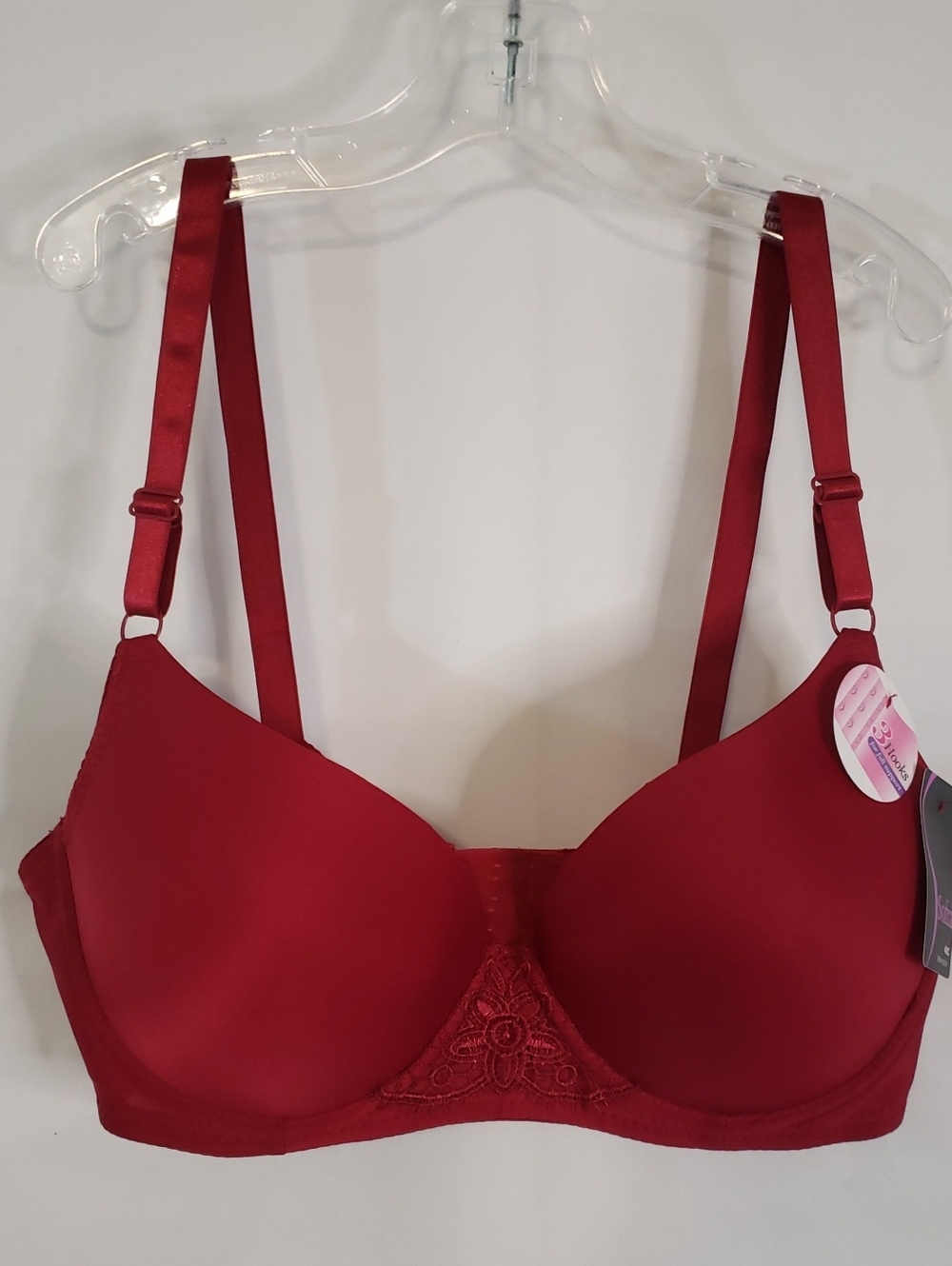 Sofra Smooth Cranberry T-Shirt Bra with Lace Accent, 40C